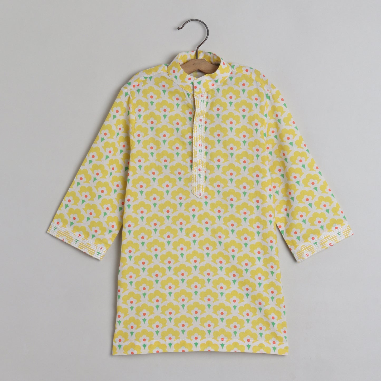 Yellow Printed Kurta With Pyjama