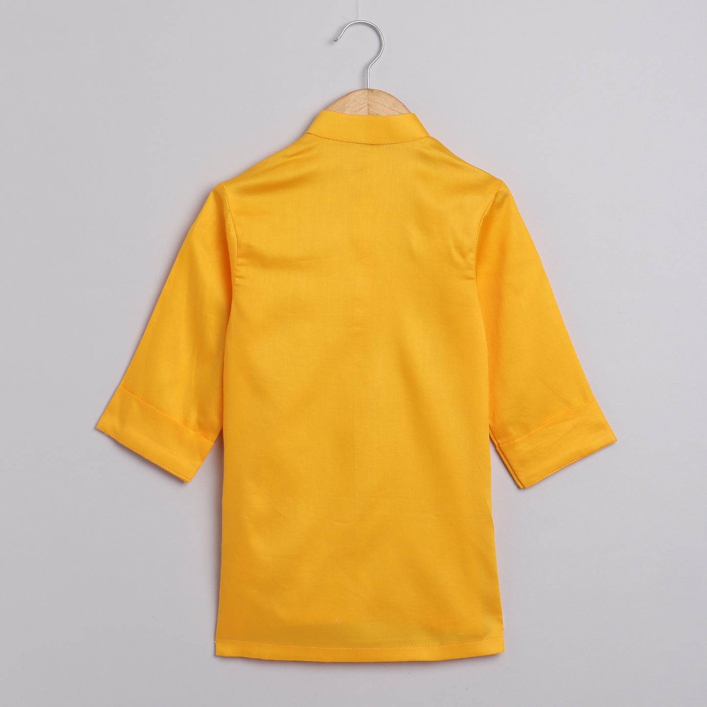 Boys Yellow Ocher Kurta Jacket And Pyjama