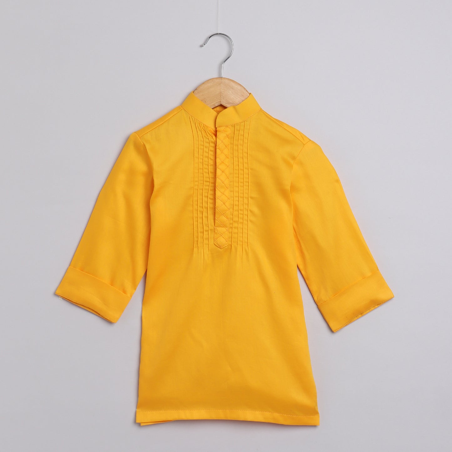 Boys Yellow Ocher Kurta Jacket And Pyjama