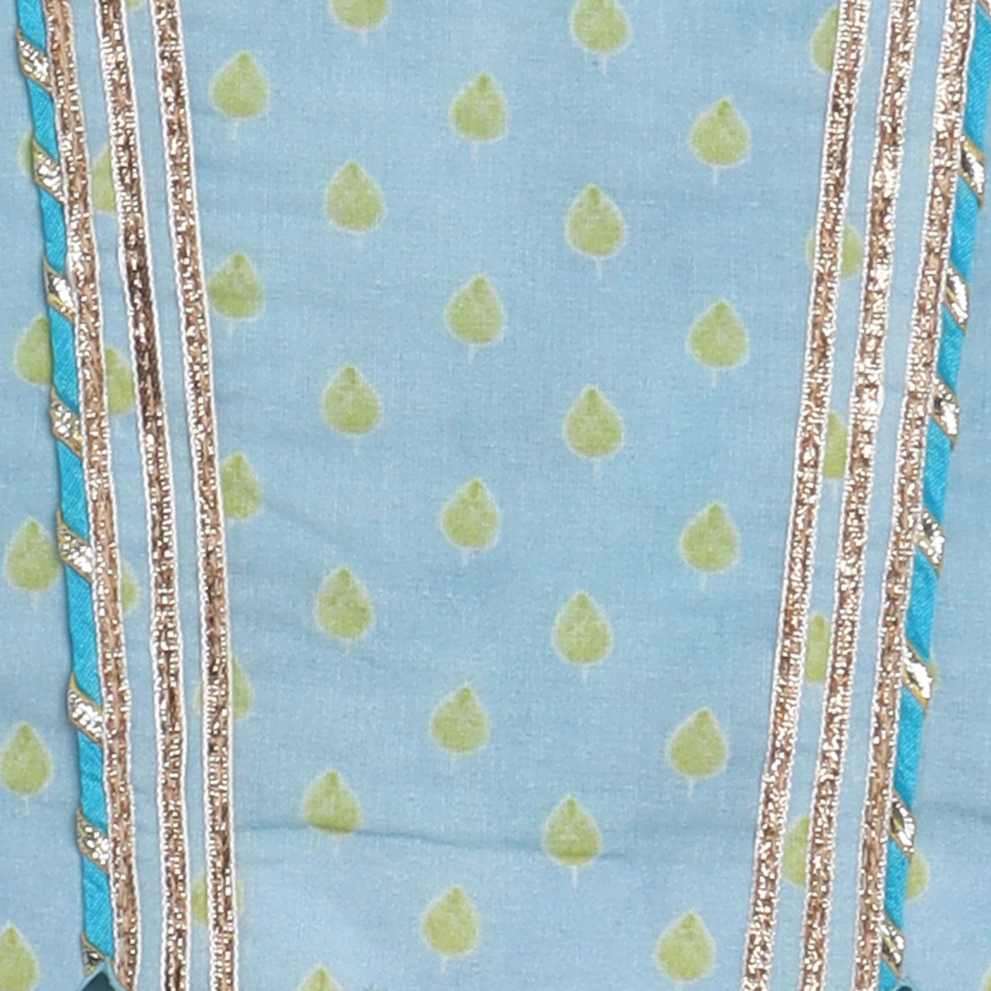 Green drop Printed Top with Pomogranate Tree Printed Lehenga