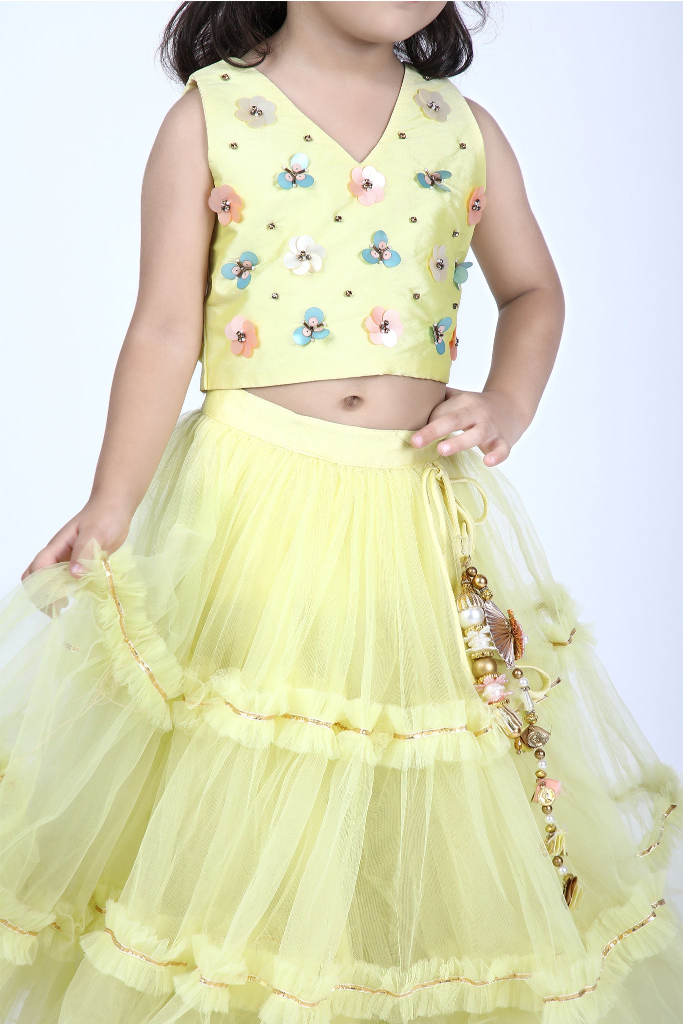 Light Yellow Embroidered Lehenga Set