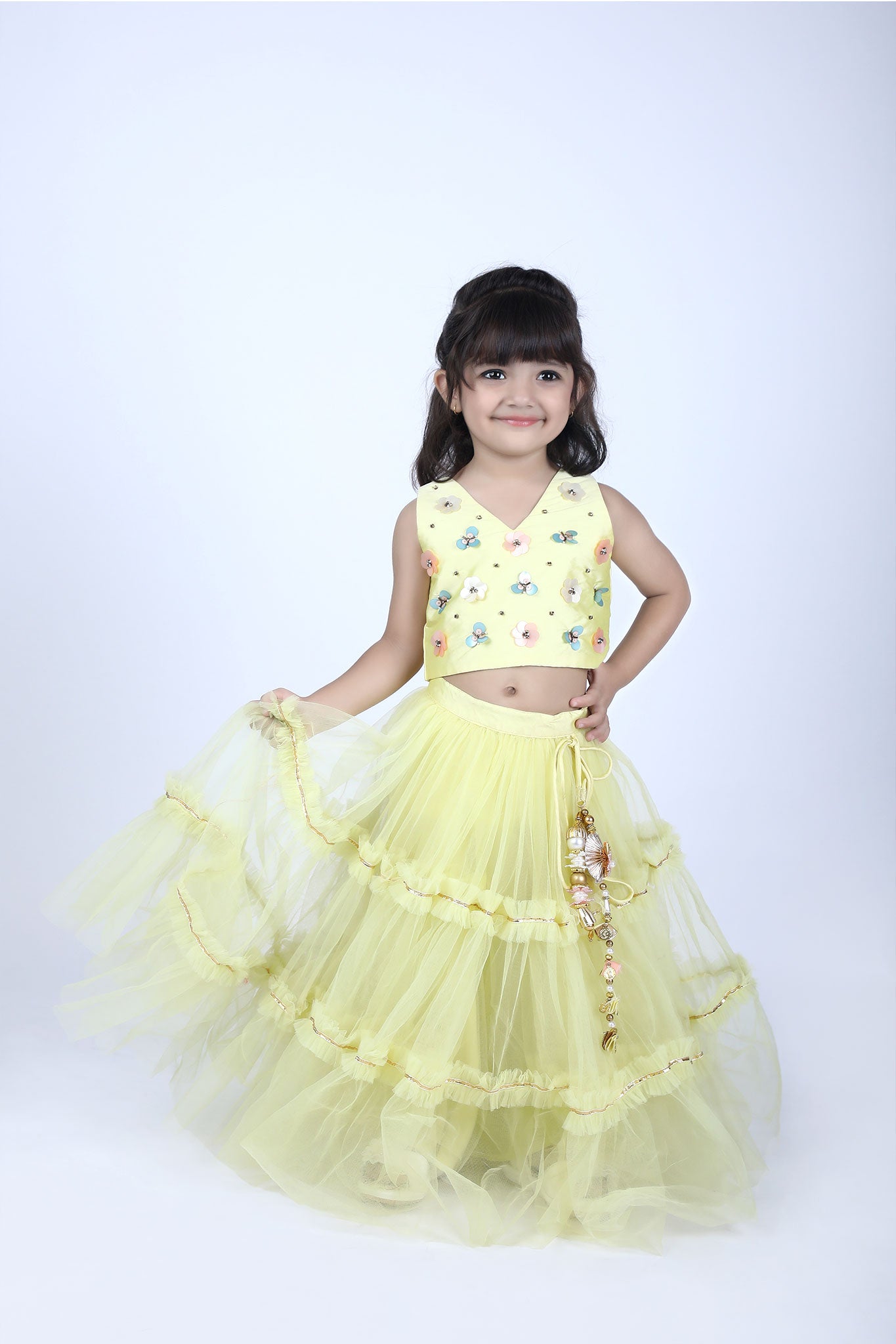 Light Yellow Embroidered Lehenga Set